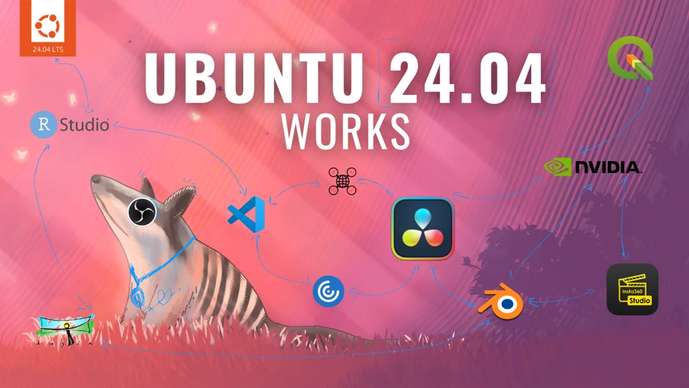 Ubuntu 24.04 works: QGIS, Davinci, OpenDroneMap, Blender y más