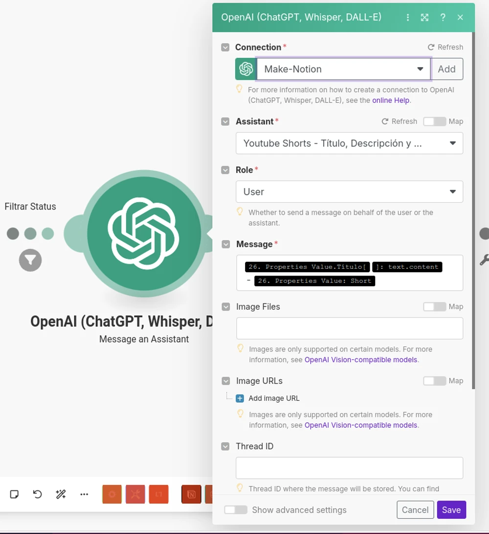 Configuración de API de ChatGPT en Make